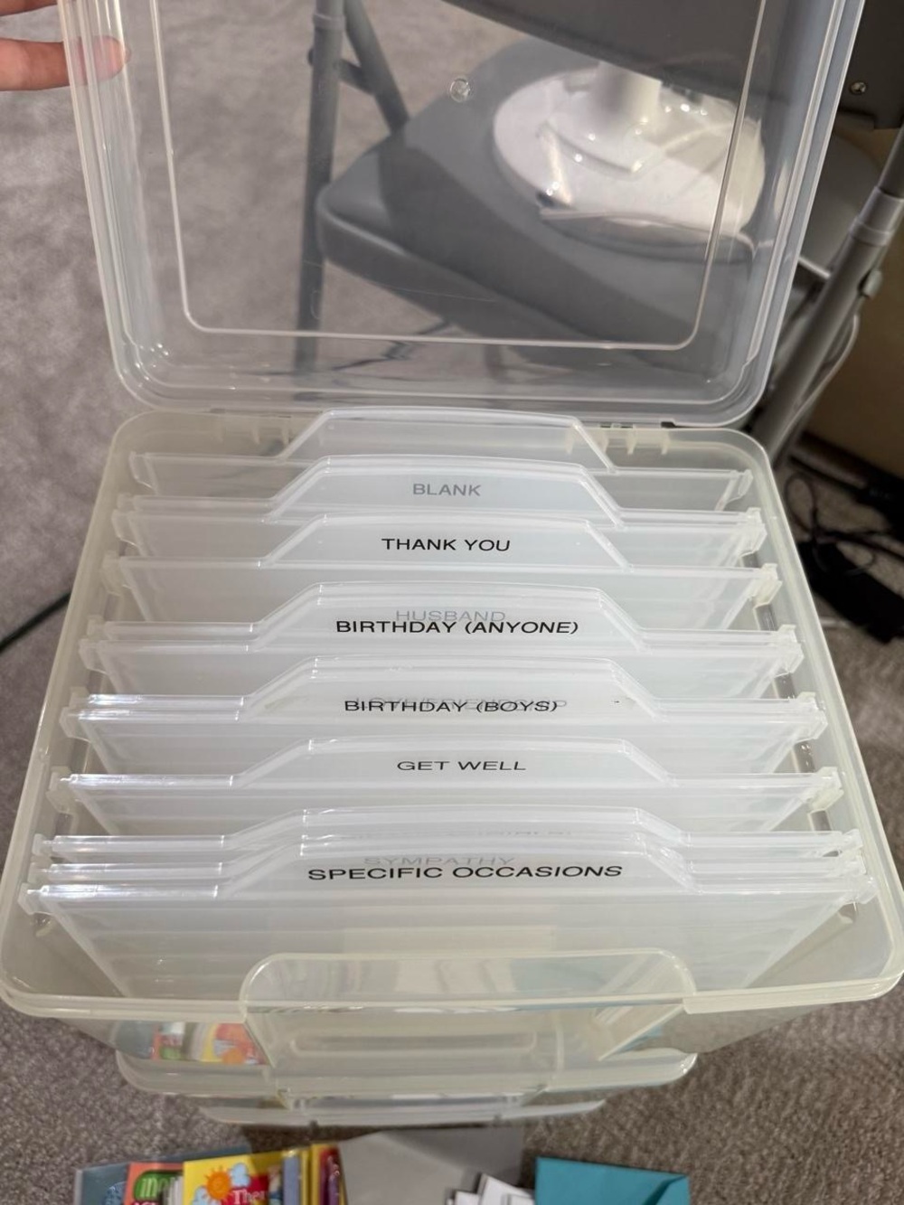 Clear Stackable Plastic Card Storage Boxes - Translucent White - Picture 2 of 5